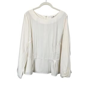 Boden Silk Peplum Zipper Back Blouse Cream Lovely blouse. Fits a bit large.
